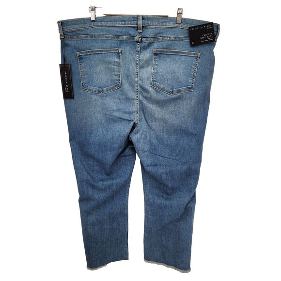 New Veronica Beard Carolyn High-Rise 10" Baby Boot Crop Jeans Raw Hem Size 24W - Picture 2 of 4